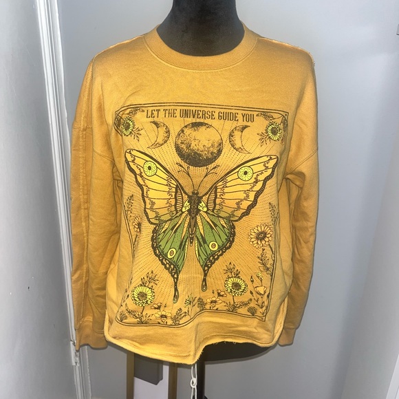 Zoe + Liv Tops - Yellow Women’s Butterfly Sweatshirt